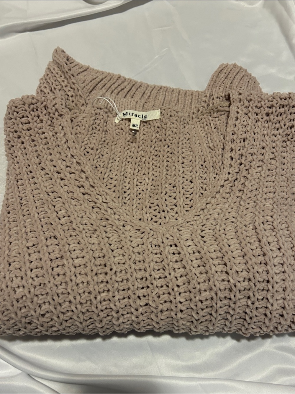 “Kitten Sweater” Miracle Blush Crochet V-Neck - perfectly soft for all seasons